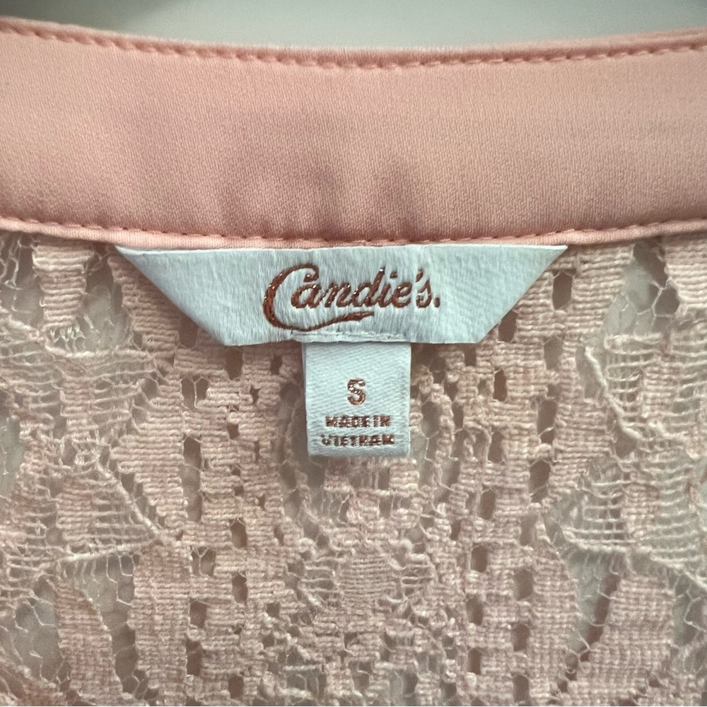 Candie’s Lace Back Blouse- Blush Pink - Picture 7 of 9